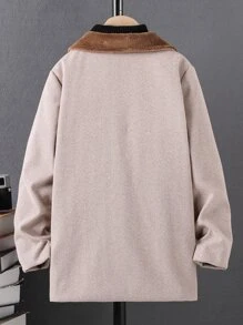 Toddler Boys Double Breasted Borg Collar Overcoat Without Jumper - Apricot - View 2