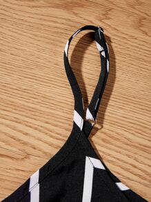 Chiquease Striped Cropped Cami Top & Belted Paperbag Shorts Set - Black - View 3