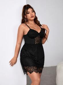 SHEIN Privé Vestido de tirantes bustier con encaje