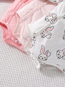 SHEIN Vintaside Kids Đứa bé gái 3pcs Đồ họa Hoạt hình Áo liền quần chặt - Nhiều màu - Xem 5
