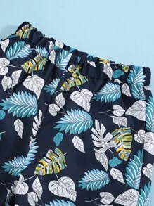 Boys Tropical Print Shirt & Shorts With Tee - Multicolor - View 4