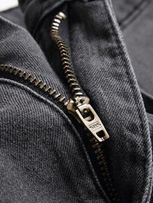 Manfinity Hombres Shorts en mezclilla desgarro crudo - Gris Oscuro - Ver 3