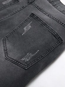 Manfinity Hombres Shorts en mezclilla desgarro crudo - Gris Oscuro - Ver 6