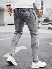 Manfinity Homme Men Slant Pocket Skinny Jeans - Light Grey - View 2