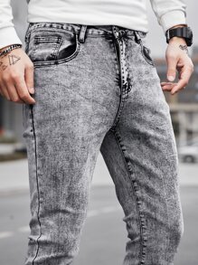 Manfinity Homme Men Slant Pocket Skinny Jeans - Light Grey - View 4