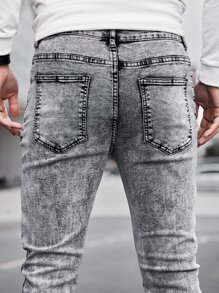 Manfinity Homme Men Slant Pocket Skinny Jeans - Light Grey - View 5