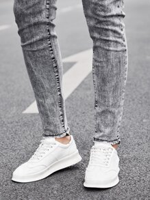 Manfinity Homme Men Slant Pocket Skinny Jeans - Light Grey - View 7