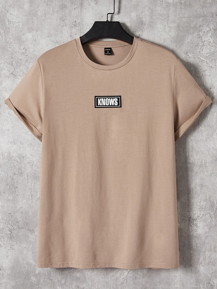 Manfinity RebelGame Hombres con estampado de letra Camiseta & de cintura con cordón Shorts - Multicolor - Añade 2