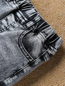 SHEIN Niñito Jeans unicolor con lavado - Gris Claro - Ver 4