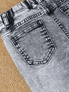 SHEIN Niñito Jeans unicolor con lavado - Gris Claro - Ver 6