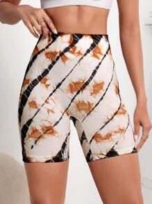Tie Dye Sports Biker Shorts - Multicolor - View 2