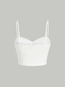 SHEIN MOD Ruched Bust Bow Front Crop Cami Top - White - View 5