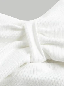 SHEIN MOD Ruched Bust Bow Front Crop Cami Top - White - View 4