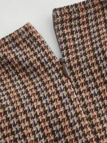 SHEIN MOD Plaid Print Puff Sleeve Tie Back Dress - Multicolor - View 4