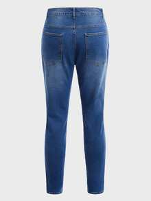 ROMWE MEN Guys Ripped Skinny Jeans - Medium Wash - View 2