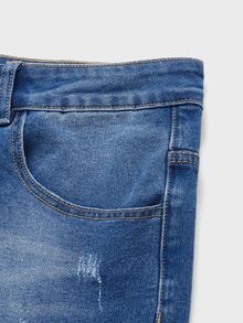 ROMWE MEN Guys Ripped Skinny Jeans - Medium Wash - View 4