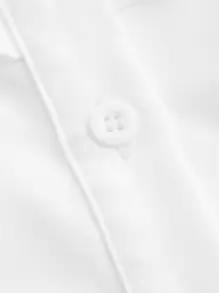 SHEIN MOD Frill Trim Lantern Sleeve Crop Shirt - White - View 4