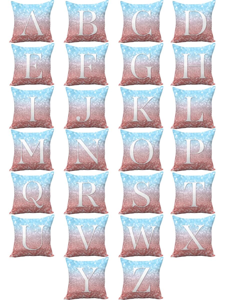 1pc Letter Graphic Cushion Cover Without Filler - Multicolor - View 1