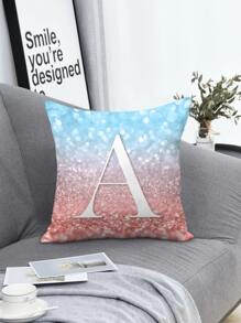 1pc Letter Graphic Cushion Cover Without Filler - Multicolor - View 2