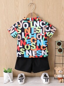 Baby Boy Letter Graphic Shirt & Shorts - Multicolor - View 2