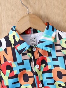 Baby Boy Letter Graphic Shirt & Shorts - Multicolor - View 3