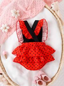 Bebé Vestido body de combinación de lunares ribete con fruncido - Multicolor - Ver 2