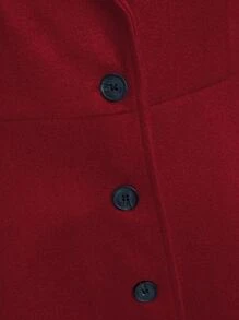 SHEIN Clasi Plus Lapel Collar Button Front Overcoat - Burgundy - View 4