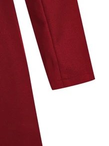 SHEIN Clasi Plus Lapel Collar Button Front Overcoat - Burgundy - View 5
