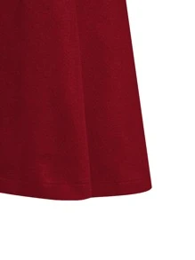 SHEIN Clasi Plus Lapel Collar Button Front Overcoat - Burgundy - View 6