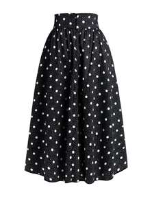 SHEIN Unity Plus Polka Dot Print Flare Skirt - Black and White - View 2