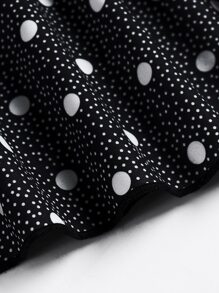 SHEIN Unity Plus Polka Dot Print Flare Skirt - Black and White - View 3