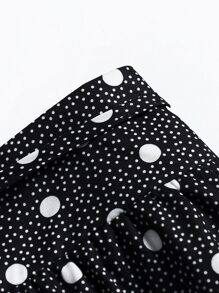 SHEIN Unity Plus Polka Dot Print Flare Skirt - Black and White - View 4