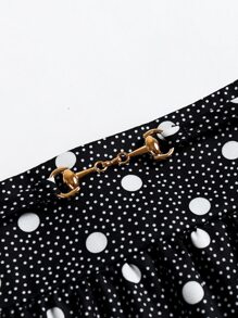 SHEIN Unity Plus Polka Dot Print Flare Skirt - Black and White - View 5