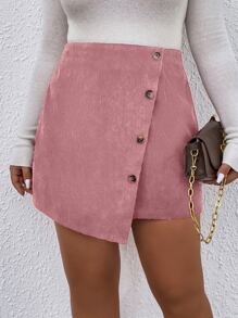 Celure Falda de talle alto con botón delantero asimétrico - Rosa vieja - Ver 1