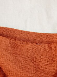 SHEIN EZwear Top corto unicolor con textura & Falda - Naranja - Ver 3