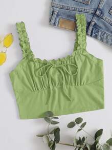 SHEIN Qutie 褶邊繫帶抽褶上衣