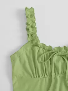 SHEIN Qutie 褶邊繫帶抽褶上衣