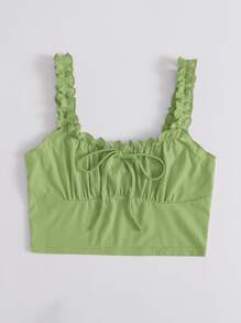 SHEIN Qutie 褶邊繫帶抽褶上衣