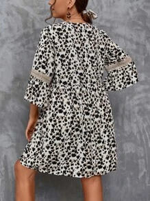 SHEIN LUNE Đầm Plus Size Tương phản ren In ngẫu nhiên Boho - Nhiều màu - Xem 3