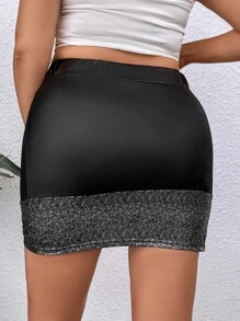 Celure Falda ajustada en contraste brillante panel - Negro - Ver 2