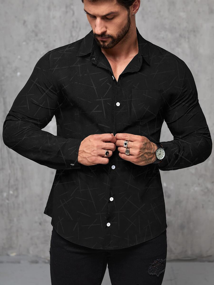 Manfinity Men All Over Print Shirt - Black - View 1