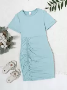 Chicas Vestido ajustado unicolor fruncido lateral