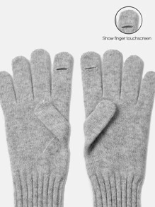 MOTF PREMIUM 100% WOOL SOLID SHOW FINGER TOUCHSCREEN GLOVES - Grey - View 3