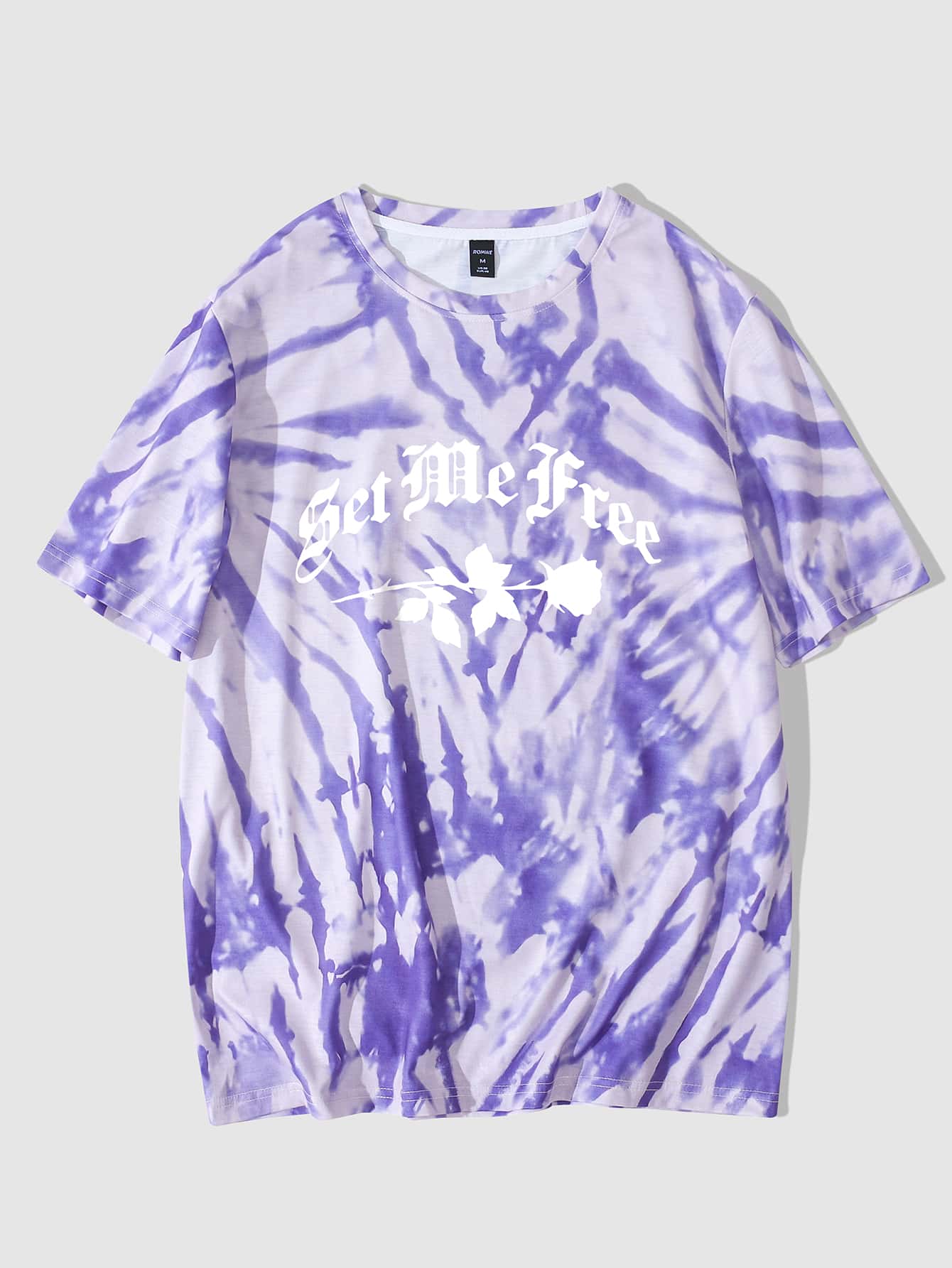 ROMWE MEN Guys Tie Dye Letter Graphic Tee - Multicolor - View 1