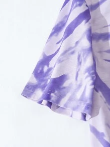 ROMWE MEN Guys Tie Dye Letter Graphic Tee - Multicolor - View 4