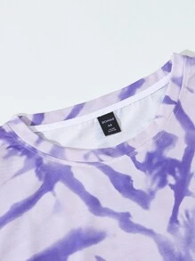 ROMWE MEN Guys Tie Dye Letter Graphic Tee - Multicolor - View 5