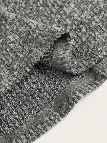 SHEIN EZwear Áo hai dây Dây kéo Gân đan màu trơn Giải trí - Xám - Xem 4