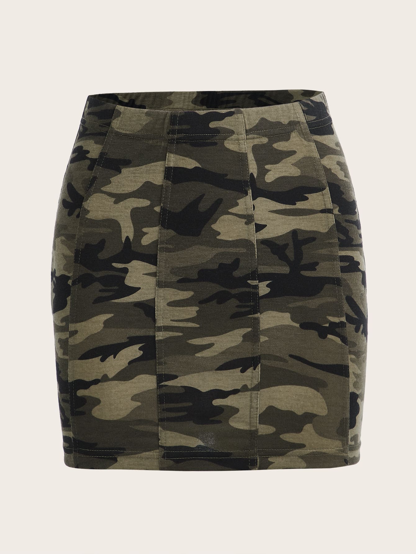 SHEIN EZwear Camo Print Bodycon Skirt - Multicolor - View 1