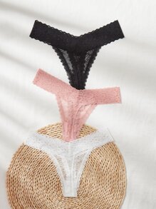 3pack Floral Lace Panty Set Lingerie - Multicolor - View 2