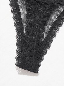 3pack Floral Lace Panty Set, Sexy Lingerie - Black - View 4